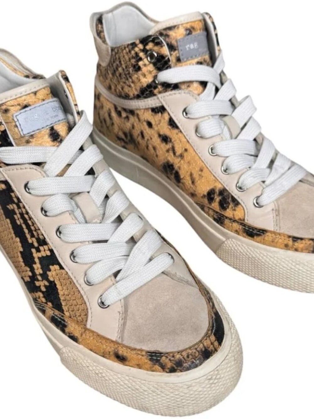 Rag & Bone High Top Snake-Print Sneakers- Size 39/8.5